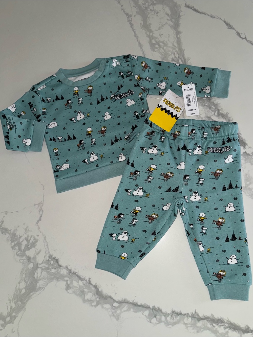 Peanuts Baby Snoopy and Friends Winter Outfit Sweatshirt and Joggers Size 9M